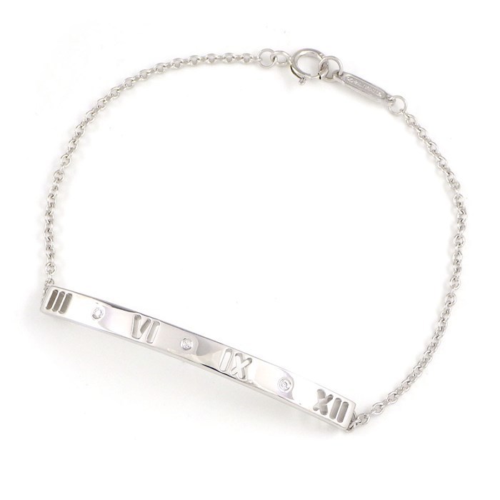 Tiffany Bracelet Atlas Roman Numeral Diamond White Gold